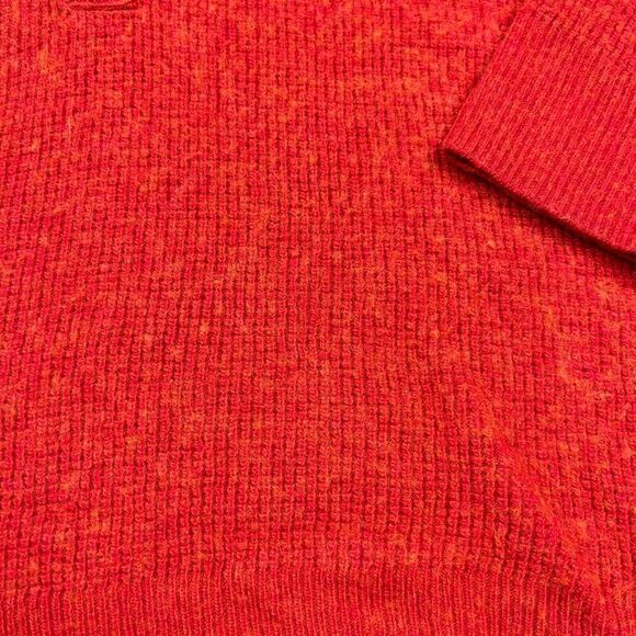 Madewell Asherton Henley Sweater Red Long Sleeve Loose Fit Knit Pullover SMALL - Picture 3 of 12